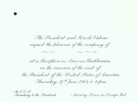 Invitation from the President and Mrs de Valera to the Director of the Arts Council. (Side 2).